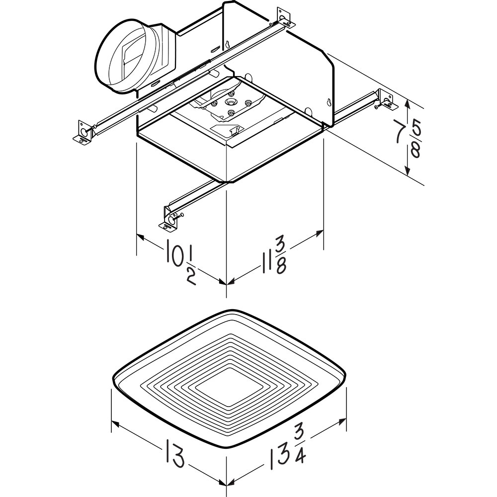 Broan QTXEG110 Bathroom Exhaust Fan - Dimensions