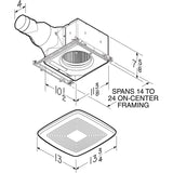 Broan RB Ultra Pro Series Energy Star Bathroom Exhaust Fan - 110 CFM - Dimensions