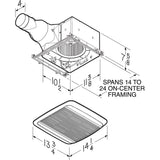 Broan RB Ultra Pro Series Energy Star Bathroom Exhaust Fan - 80 CFM with LED Light - Dimensions
