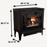 Buck Stove Townsend II 26.5" Steel Ventless Gas Stove - Dimensions
