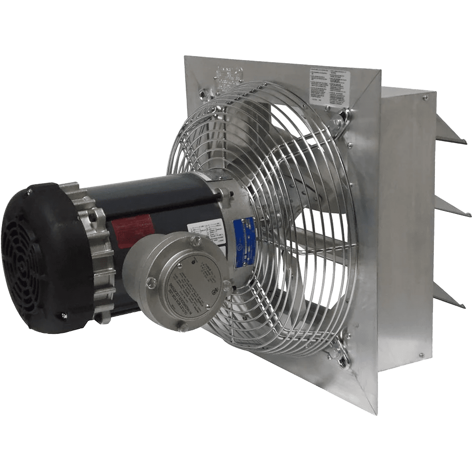 Canarm AX 16-In. Explosion Proof Aluminum Wall Mount Shutter Exhaust Fan - Single Phase - Angle
