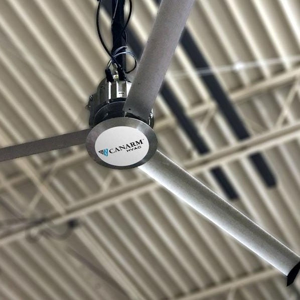 Canarm Tri-Lite 3L EC Direct Drive 220V HVLS Commercial Fan - Installed