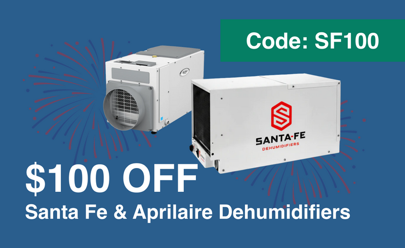Santa Fe dehumidifier with promotion $100 OFF Santa Fe & Aprilaire Dehumidifiers Code SF100