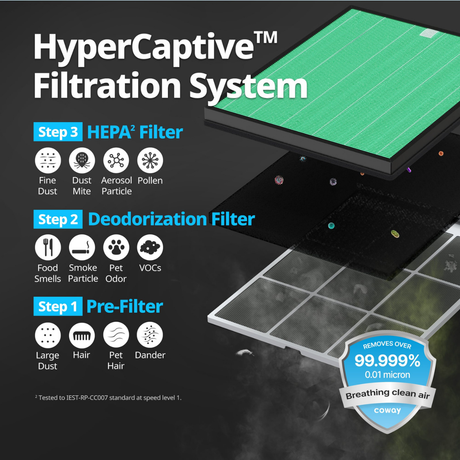 Coway Airmega 160 HEPA Air Purifier - Infographic 1