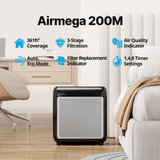 Coway Airmega 200M HEPA Air Purifier Black - Infographic 1