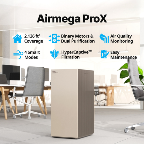 Coway Airmega Pro X Large Space HEPA Air Purifier - Infographic 1