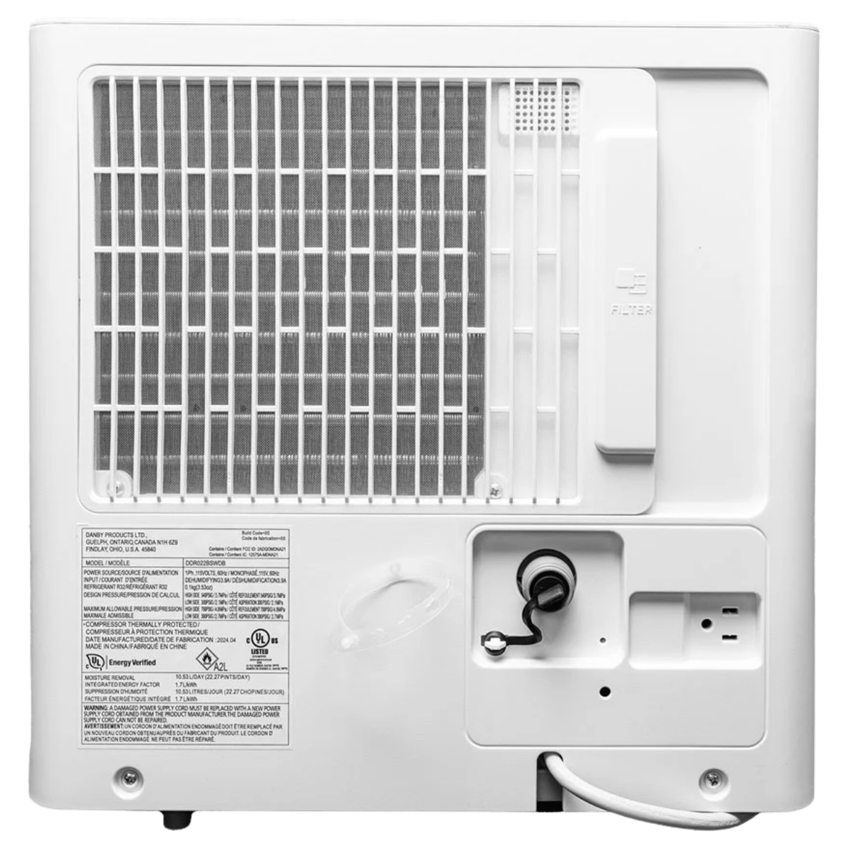Danby 22 Pint Wi-Fi Dehumidifier - Back