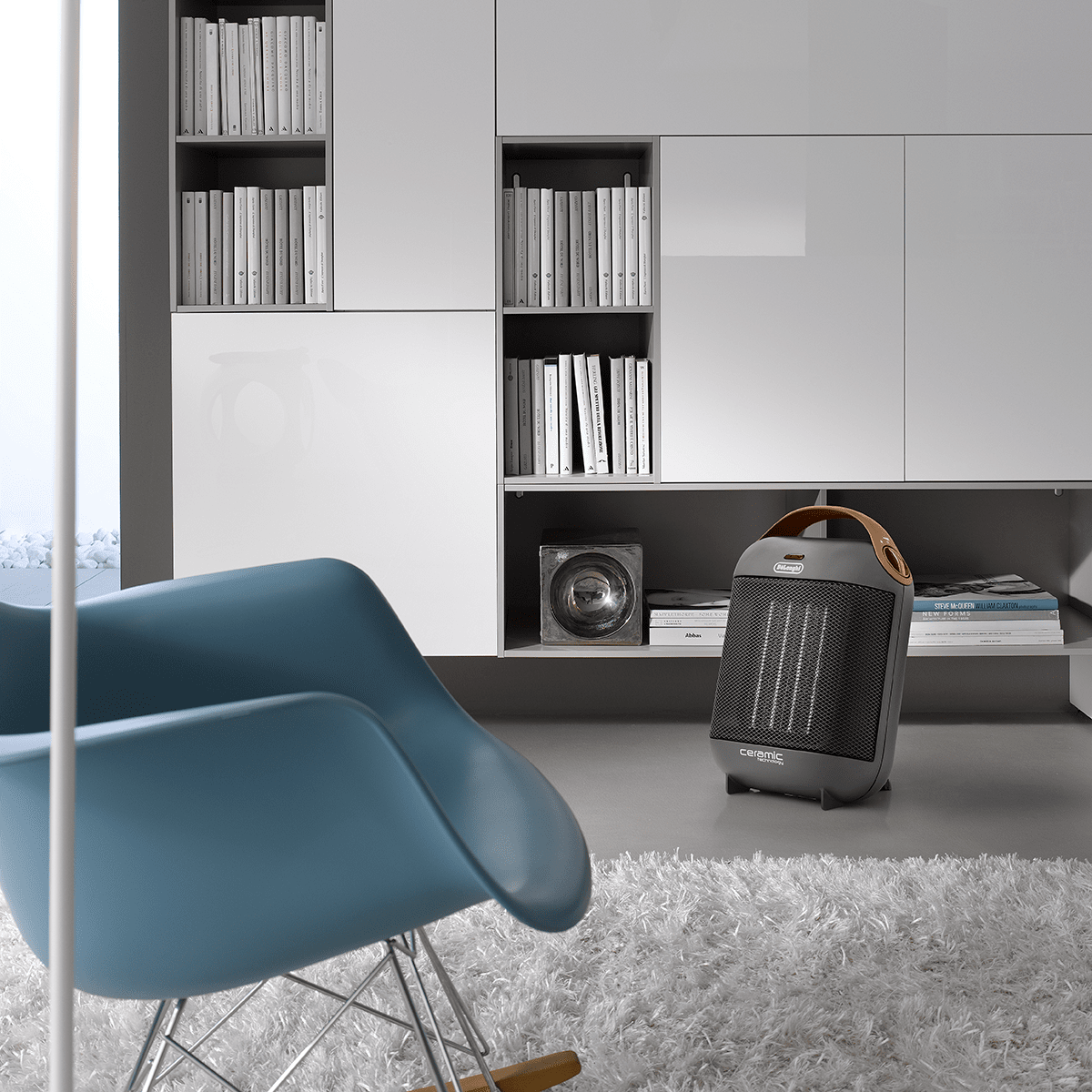 DeLonghi Capsule Ceramic Heater - Gray lifestyle