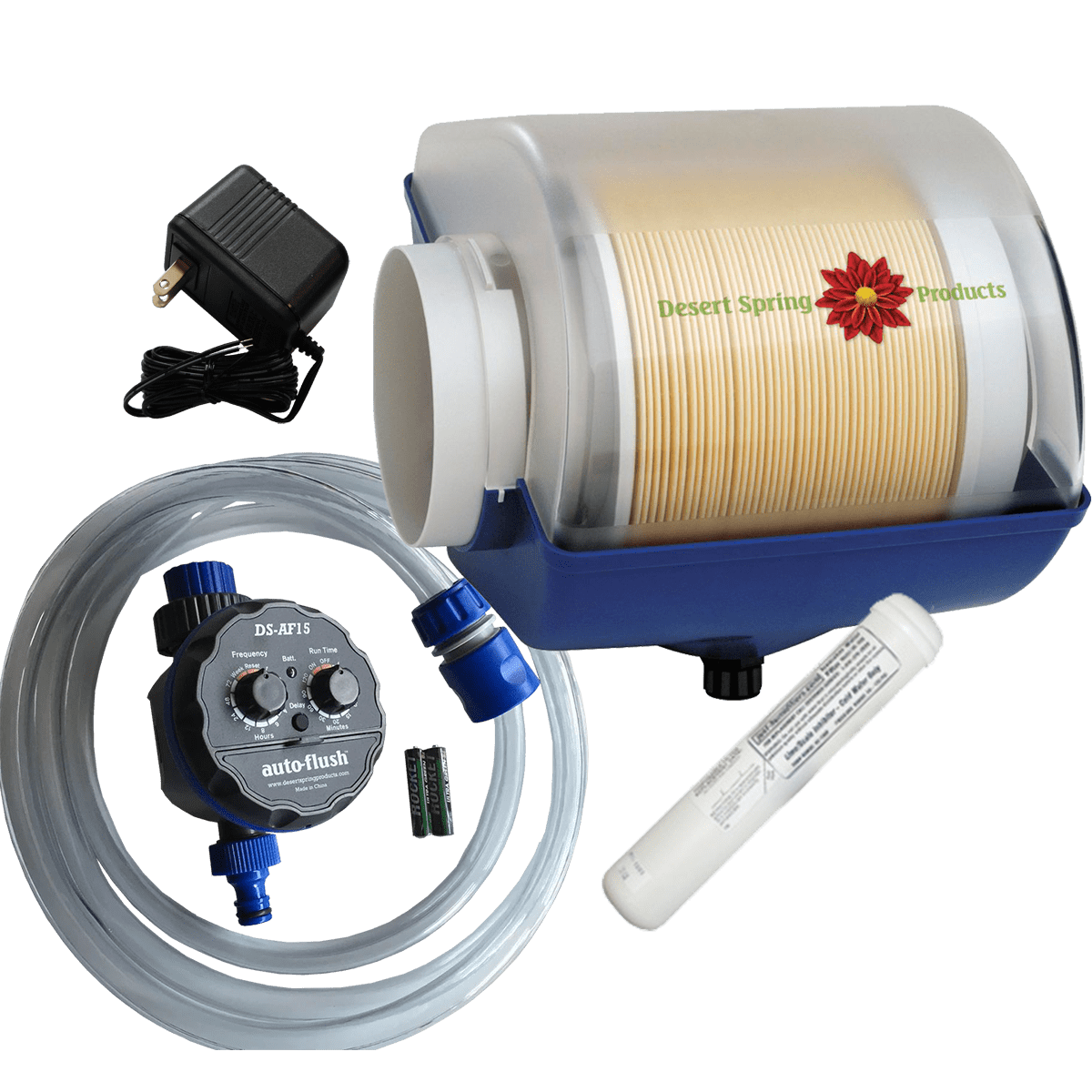 Desert Spring Rotary Disc Furnace Humidifier with AutoFlush System and Anti Scale Filter - With Plug-In Transformer