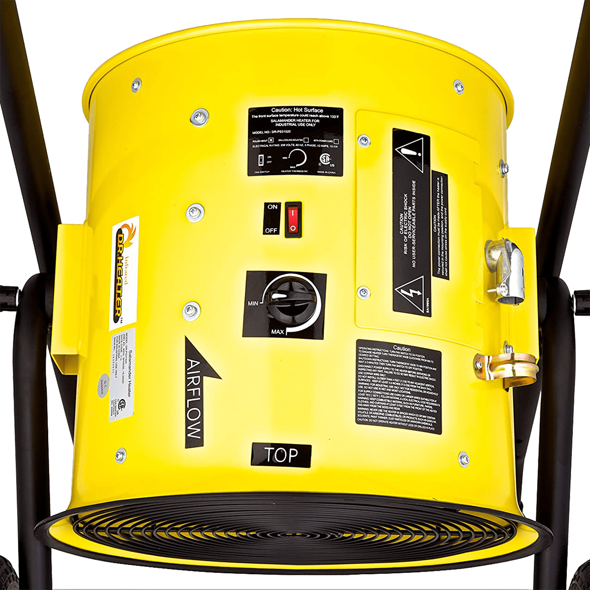 Dr. Infrared Heater 15,000 Watt Salamander Construction Portable Fan Forced Electric Heater - Top
