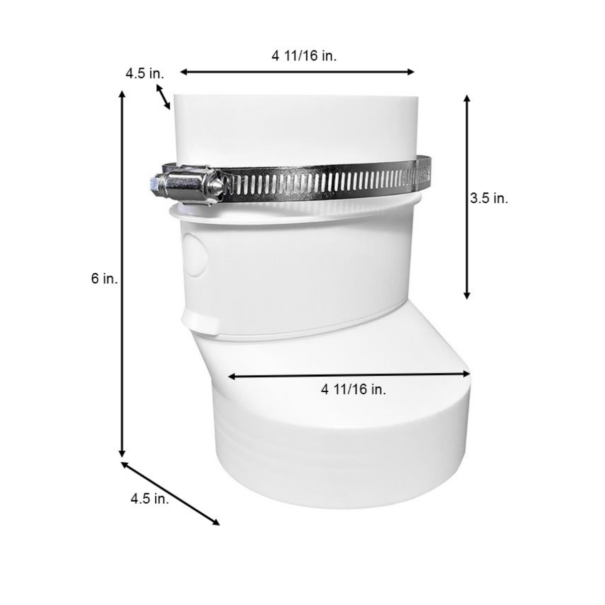 Dundas Jafine R2OZW Round to Oval Plastic Dryer Duct Connector - Dimensions