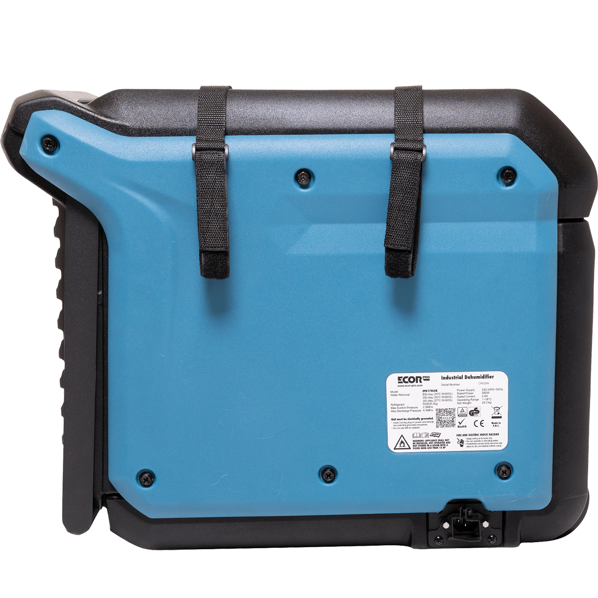 Ecor Pro 170LGR Low Grain Refrigerant Dehumidifier w/Pump Blue - Right Side View