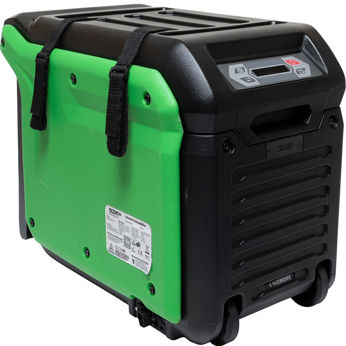 Ecor Pro 170LGR Low Grain Refrigerant Dehumidifier w/Pump Green. - Angle
