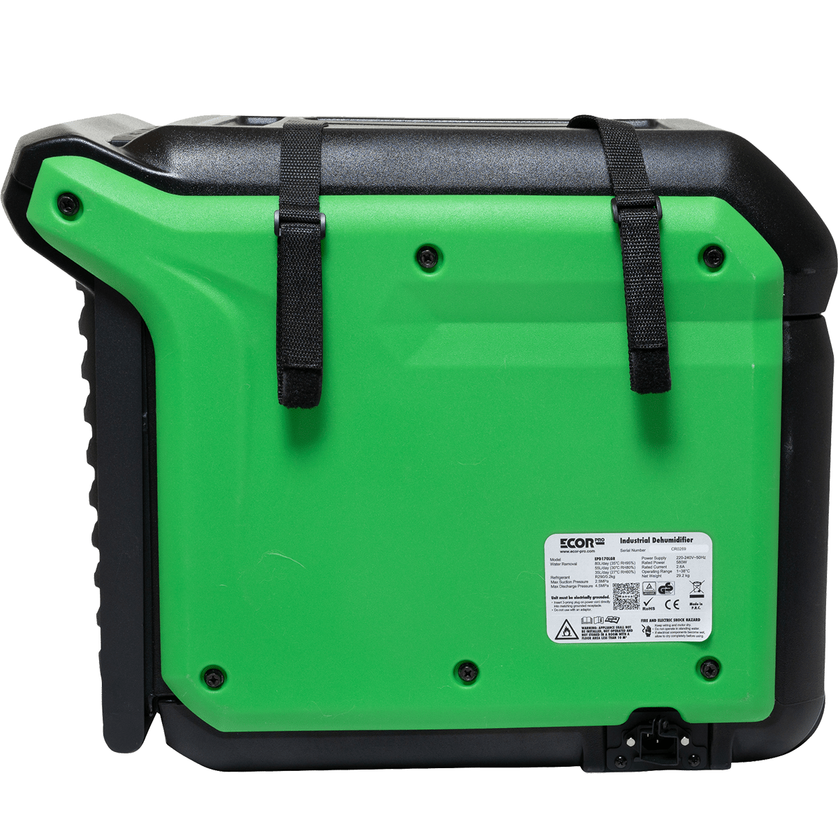 Ecor Pro 170LGR Low Grain Refrigerant Dehumidifier w/Pump Green - Right Side View