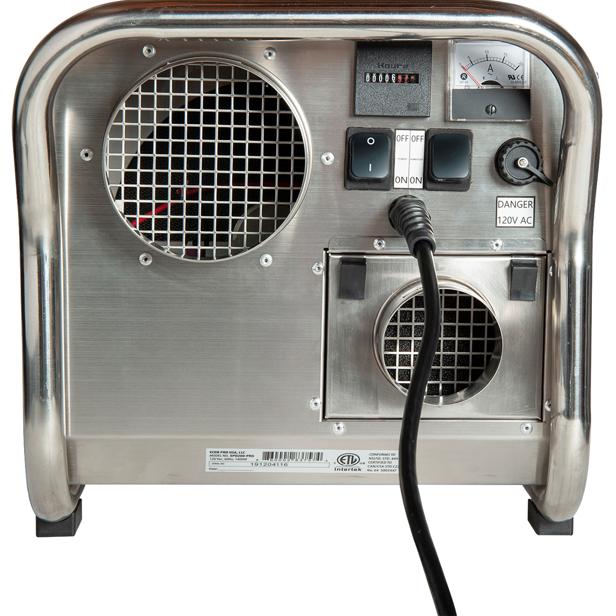 Ecor Pro DryFan 200 Pint Stainless Steel Desiccant Dehumidifier - Front