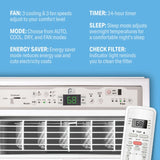 Perfect Aire 10,000 BTU Casement Window Air Conditioner benefits for fan, mode, energy saver, timer, sleep and check filter