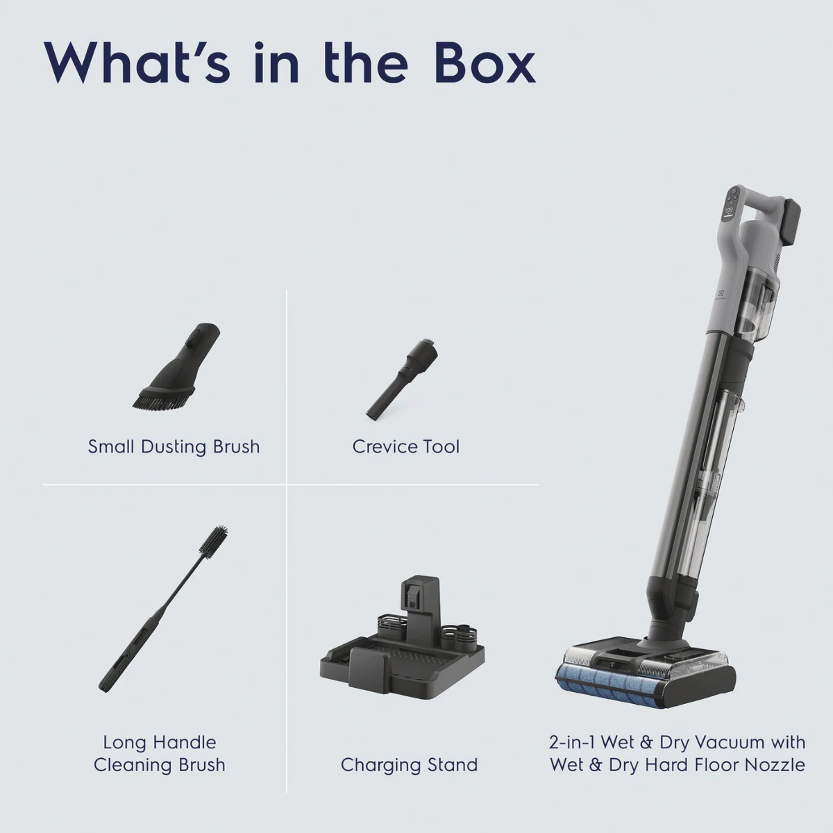 Electrolux 2-in-1 Wet and Dry Cordless Stick Vacuum Standard - Infographic 1