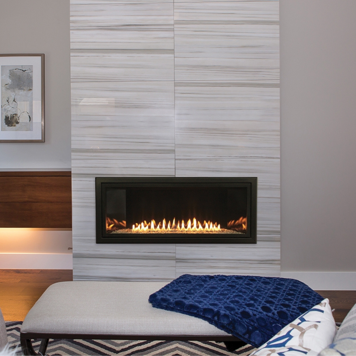 Empire Boulevard Vent Free Linear Fireplace with Electric Remote - 36 Inch Lifestyle