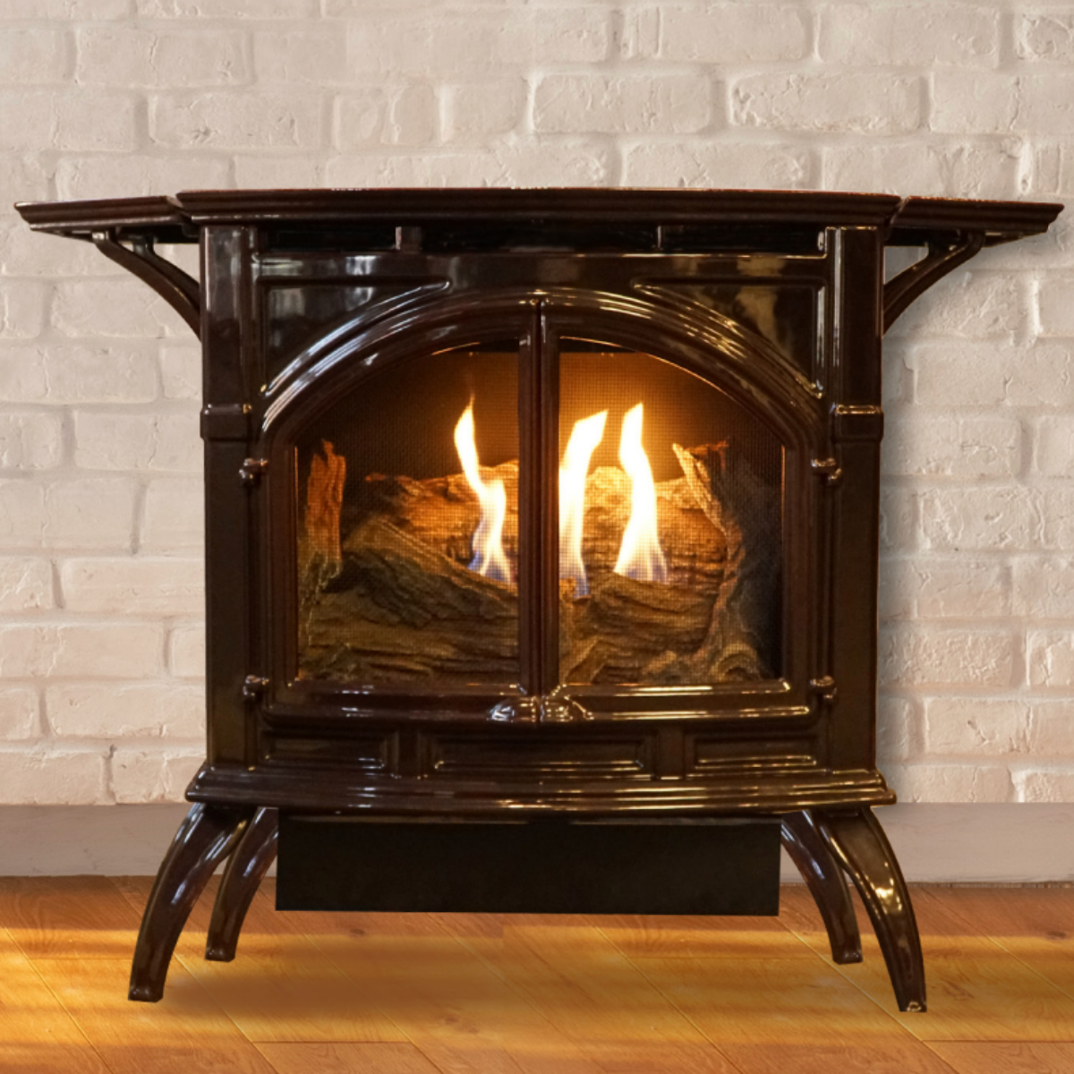 Empire Porcelain Mahogany Vent Free Cast Iron Stove w/ Millivolt Control - Lifestyle 1