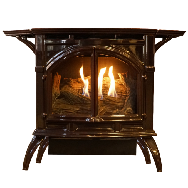 Empire Porcelain Mahogany Vent Free Cast Iron Stove w/ Millivolt Control - Main