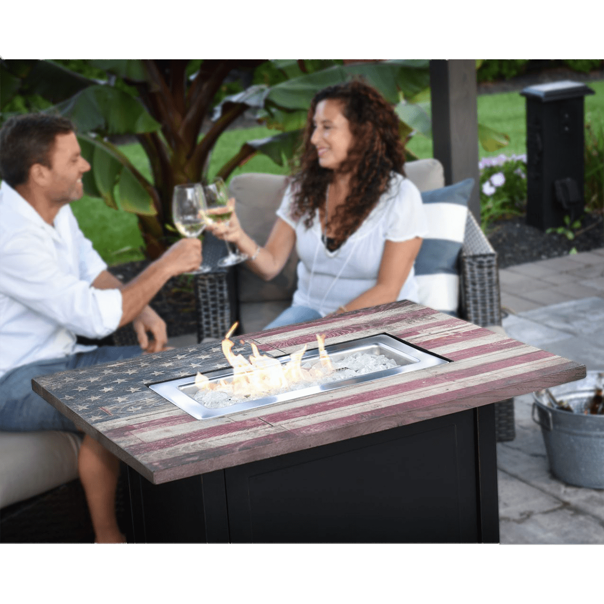 Endless Summer The Americana Rectangular LP Gas Outdoor Fire Pit - Lifestyle 3