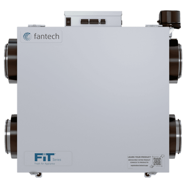 Fantech FIT 120E-D-EC-M 129 CFM Low Profile Mirrored Energy Recovery Ventilator w/ Shut-Off Damper - Main
