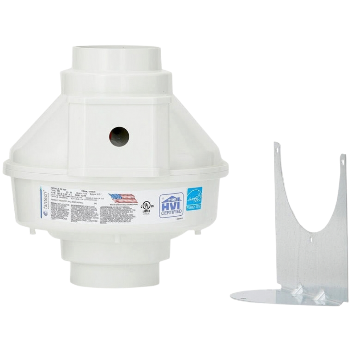 Fantech FR Series 4-in. Inline Centrifugal Fan - w/ Accessory