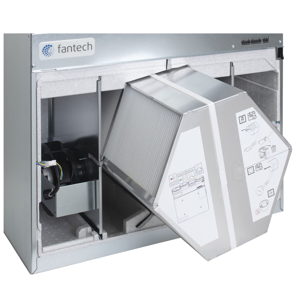 Fantech HERO 200H 218 CFM Heat Recovery Ventilator - Angle 3