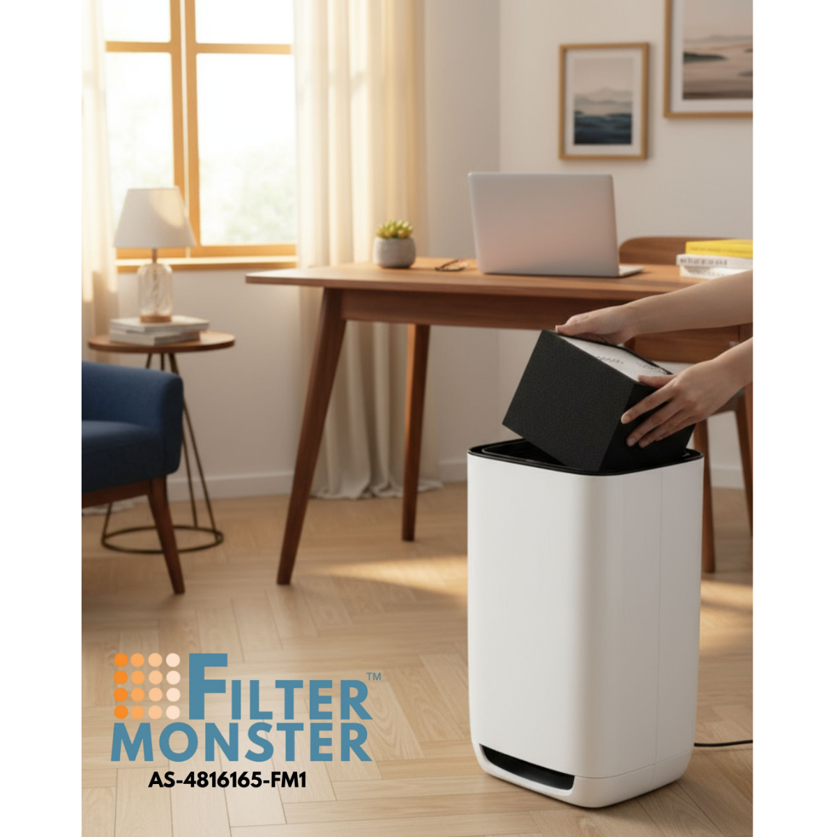 Filter-Monster Replacement 3-in-1 True HEPA H13 and Activated Charcoal Filter Compatible w/ Aeris Aair - Lifestyle 2