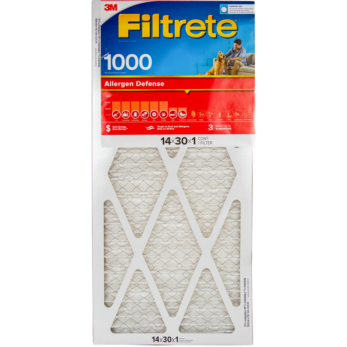 3M Filtrete Allergen Defense Furnace Filter 14x30x1
