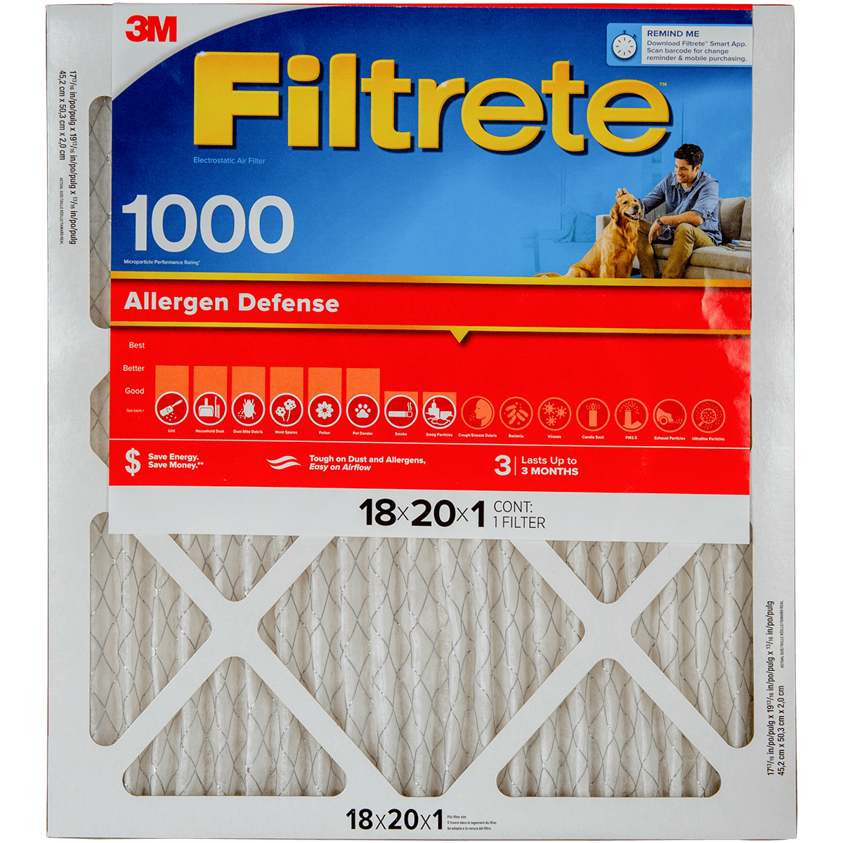 3M Filtrete Allergen Defense Furnace Filter 18x20x1
