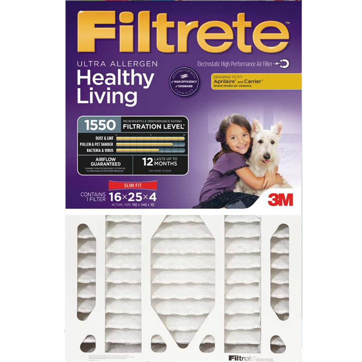 3M Filtrete Healthy Living Ultra Allergen 1550 MPR Slim Fit Filters