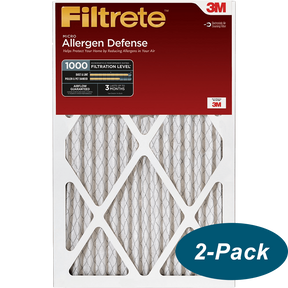 3M Filtrete 1-Inch Micro Allergen Defense MPR 1000 Air Filters 16x20x1 2-PACK