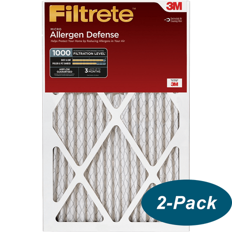3M Filtrete 1-Inch Micro Allergen Defense MPR 1000 Air Filters 16x20x1 2-PACK