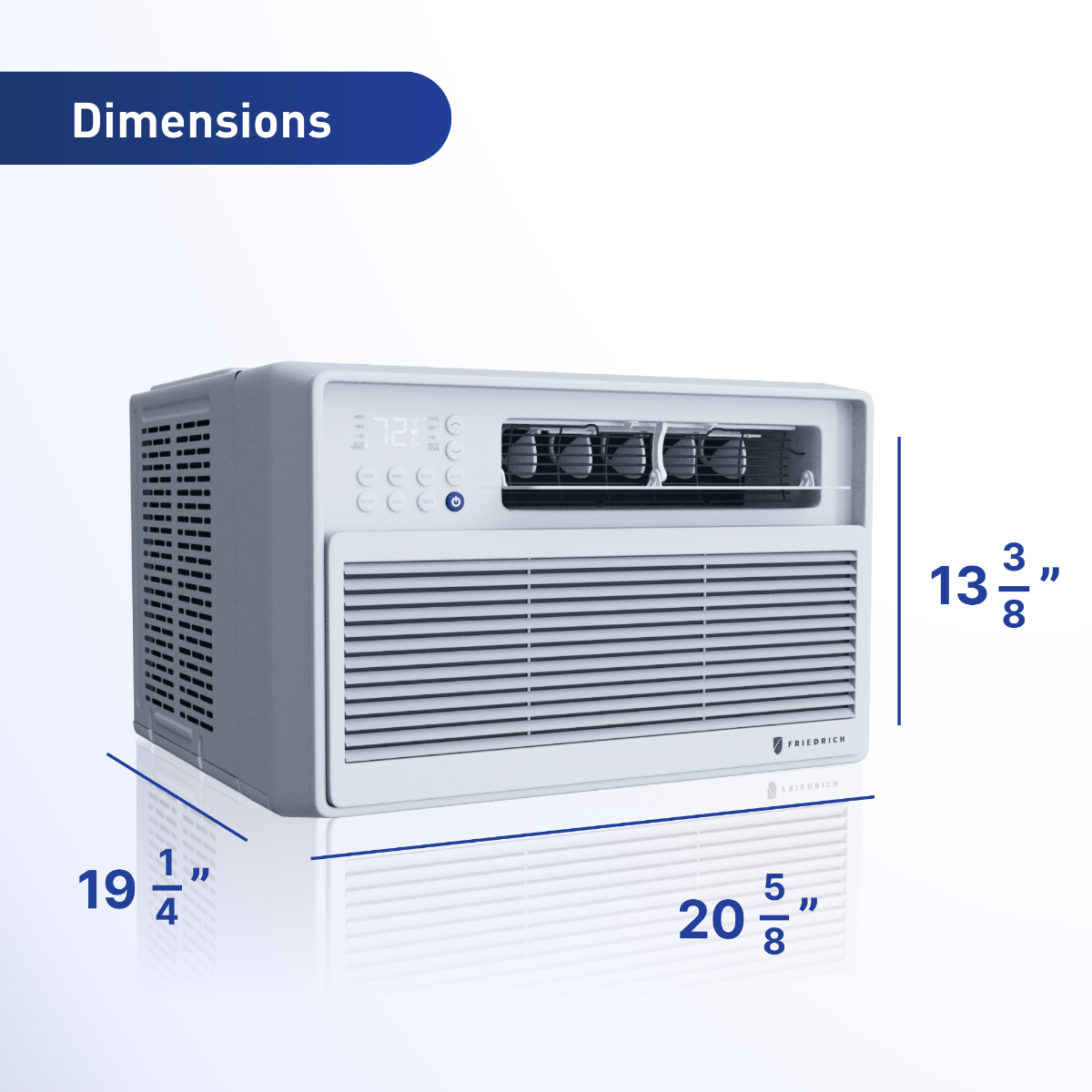 Friedrich Chill Premier Inverter 12,000 BTU Smart Window Air Conditioner - Dimensions