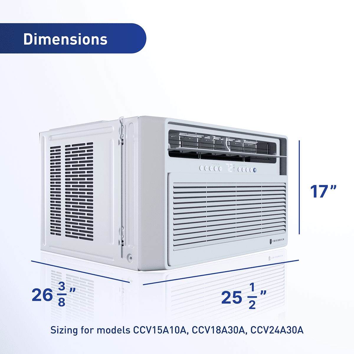 Friedrich Chill Premier 15,000 BTU  Window Air Conditioner - Dimensions