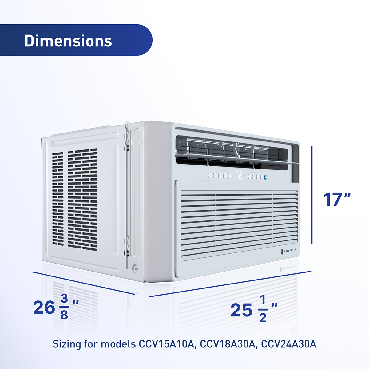 Friedrich Chill Premier 15,000 BTU  Window Air Conditioner - Dimensions