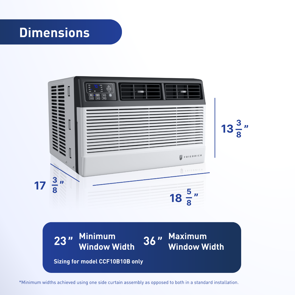 Friedrich Chill Premier Window Air Conditioner - Dimensions
