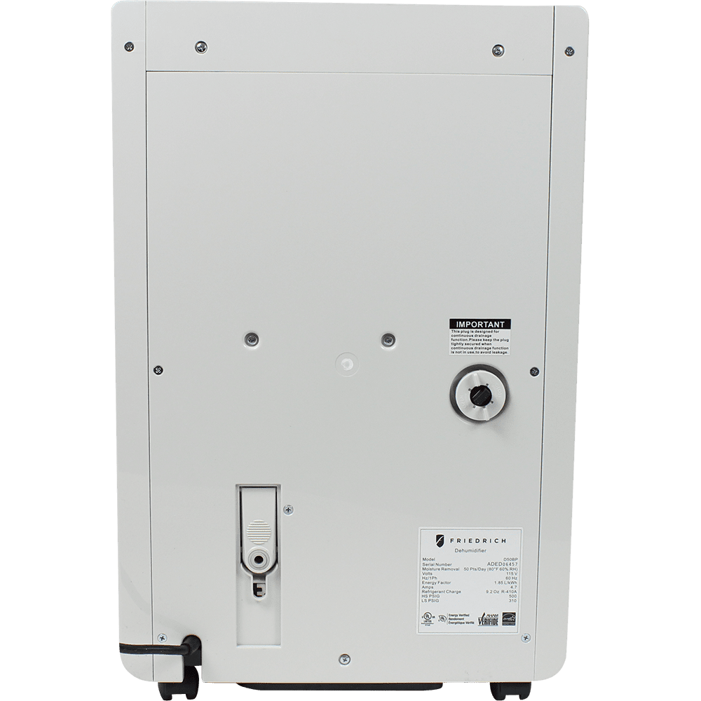 Friedrich 35 Pint Energy Star Dehumidifier - back
