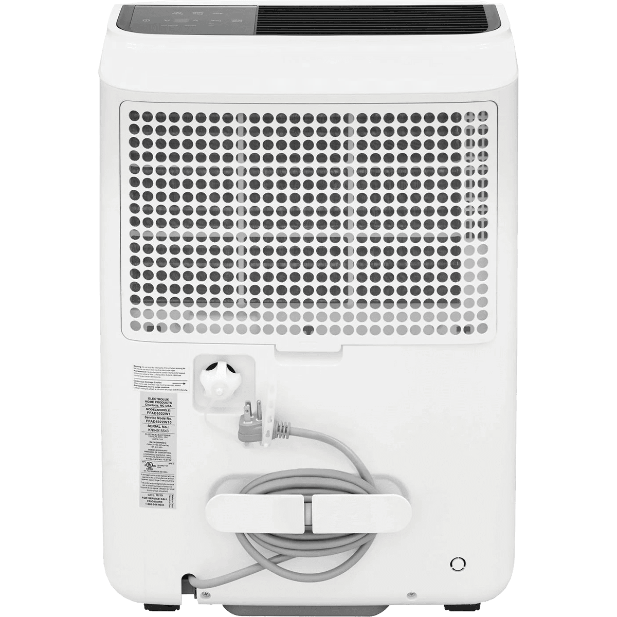 High Humidity 60 Pint Dehumidifier - Back