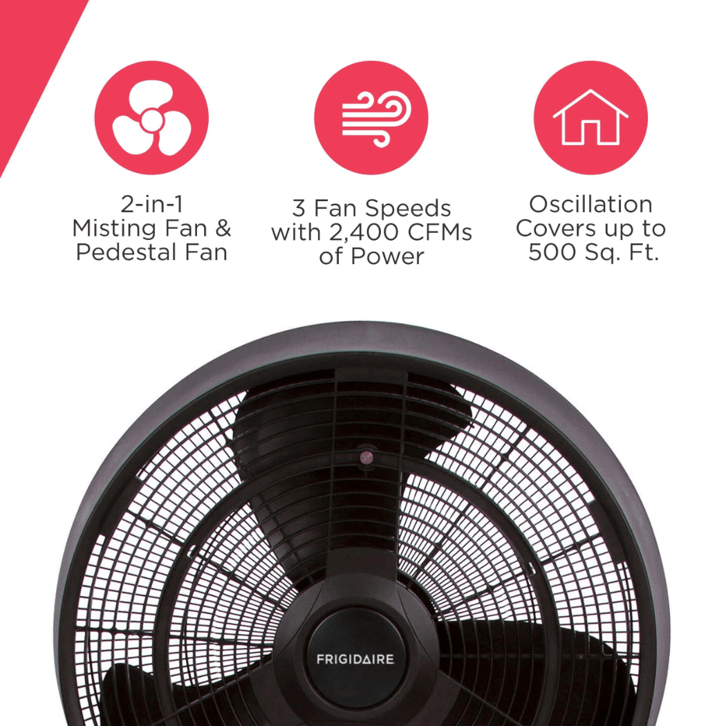 Frigidaire Outdoor Misting Pedestal Fan - 3 Highlights