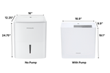 Frigidaire 50 Pint Energy Star Dehumidifier with Optional Pump dimensions with or without pump