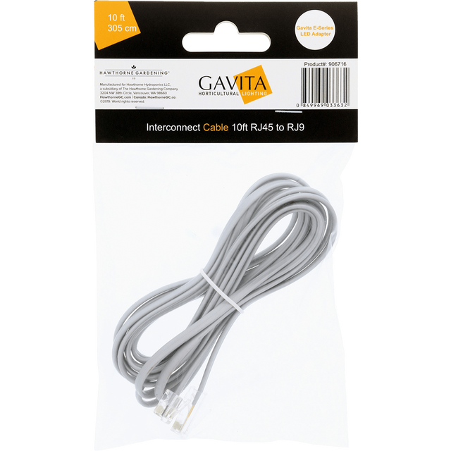 Gavita E-Series LED Adapter Interconnect Cable 10ft Cable RJ45 to RJ9 - Main