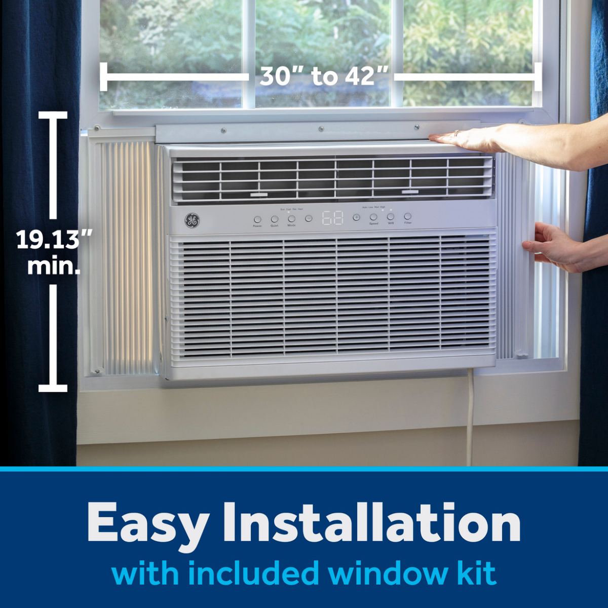 GE 12K BTU Window Air Conditioner with Heat - Dimensions