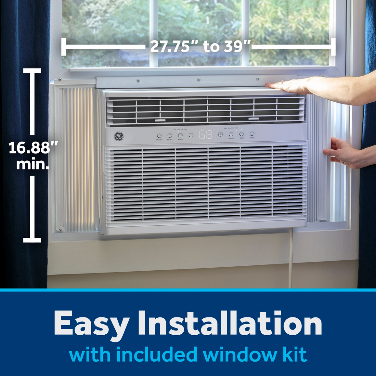 GE 8K BTU Window Air Conditioner with Heat - Dimensions