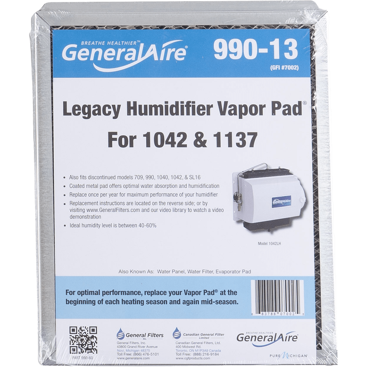 General Aire 1042-LH Bypass Evaporative Humidifier  - vapor pad