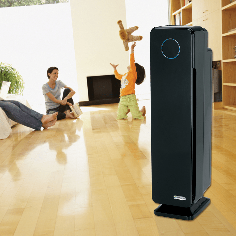 Germ Guardian AC5350BCA Elite HEPA & UV-C Tower Plus Air Purifier - in use