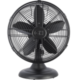 Good Housekeeping 12-in All-Metal Retro Table Fan - Black - Front