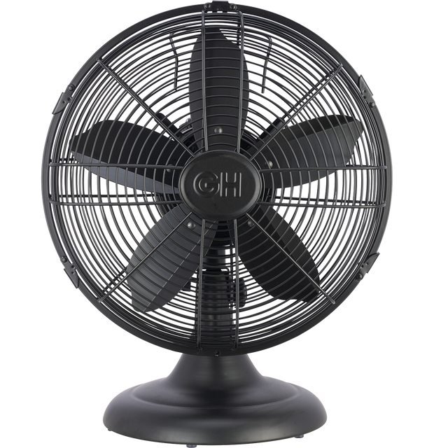 Good Housekeeping 12-in All-Metal Retro Table Fan - Black - Front