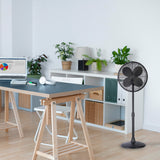 Good Housekeeping 16In Metal Retro Pedestal Fan Black Lifestyle 1